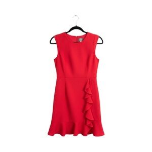Vince Camuto Red Sleeveless Ruffle Hem Cocktail Dress Size 10 Elegant NWOT